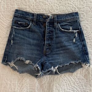 Abercrombie & Fitch Dark Blue Distressed Jean Shorts